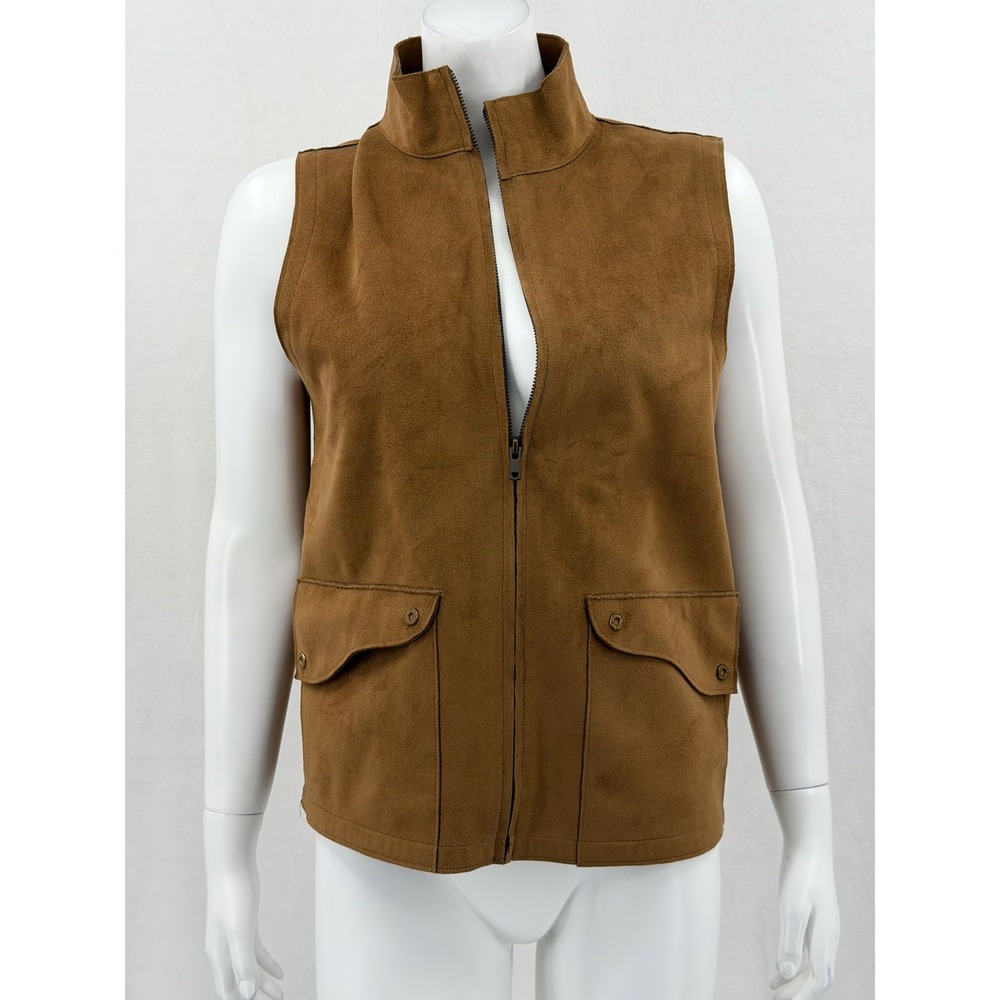 Lauren Ralph Lauren Vest Womens M Brown Faux Suede Western Country Equestrian